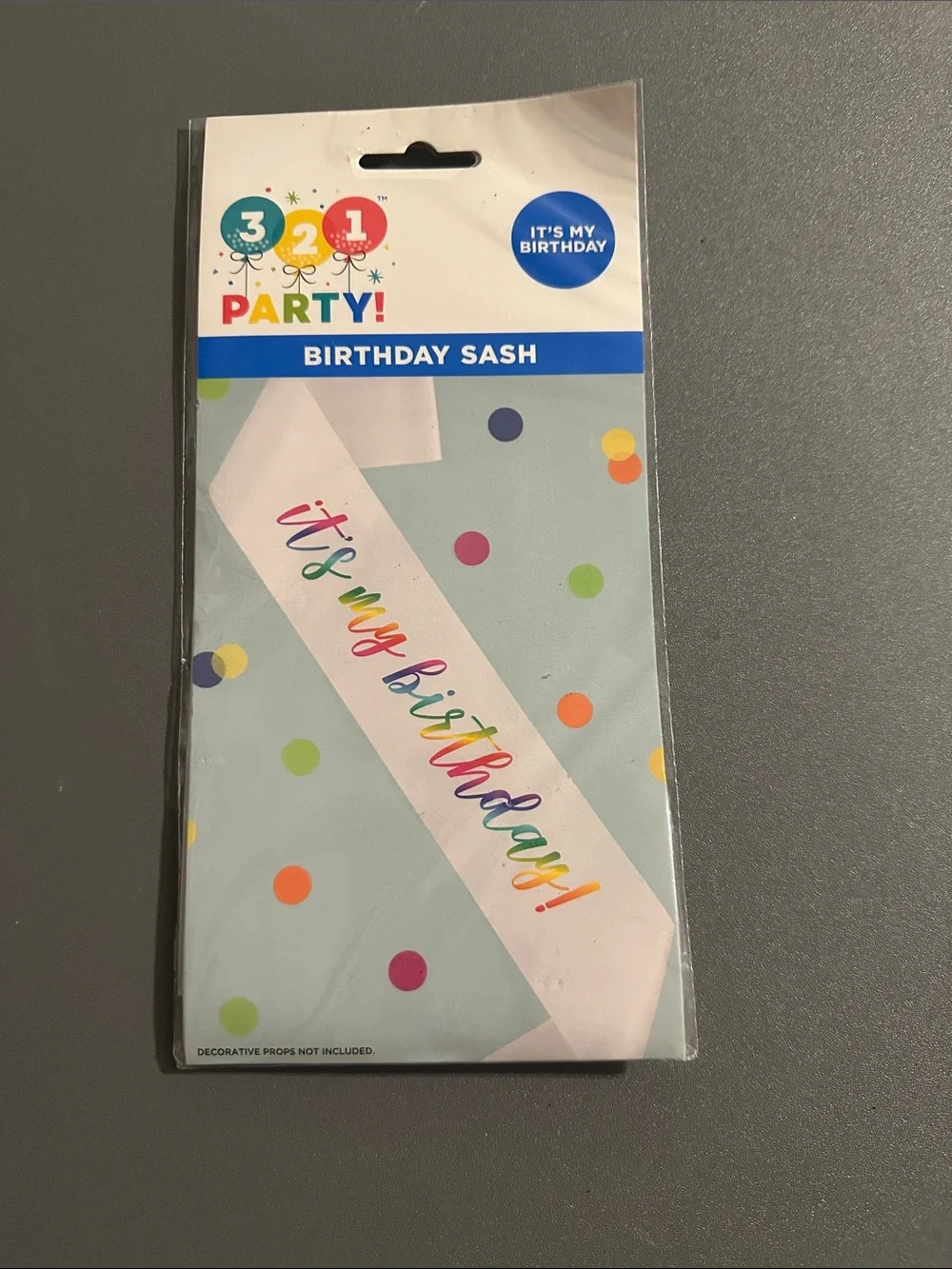 Its My Birthday White Sash with Rainbow Text - Brand